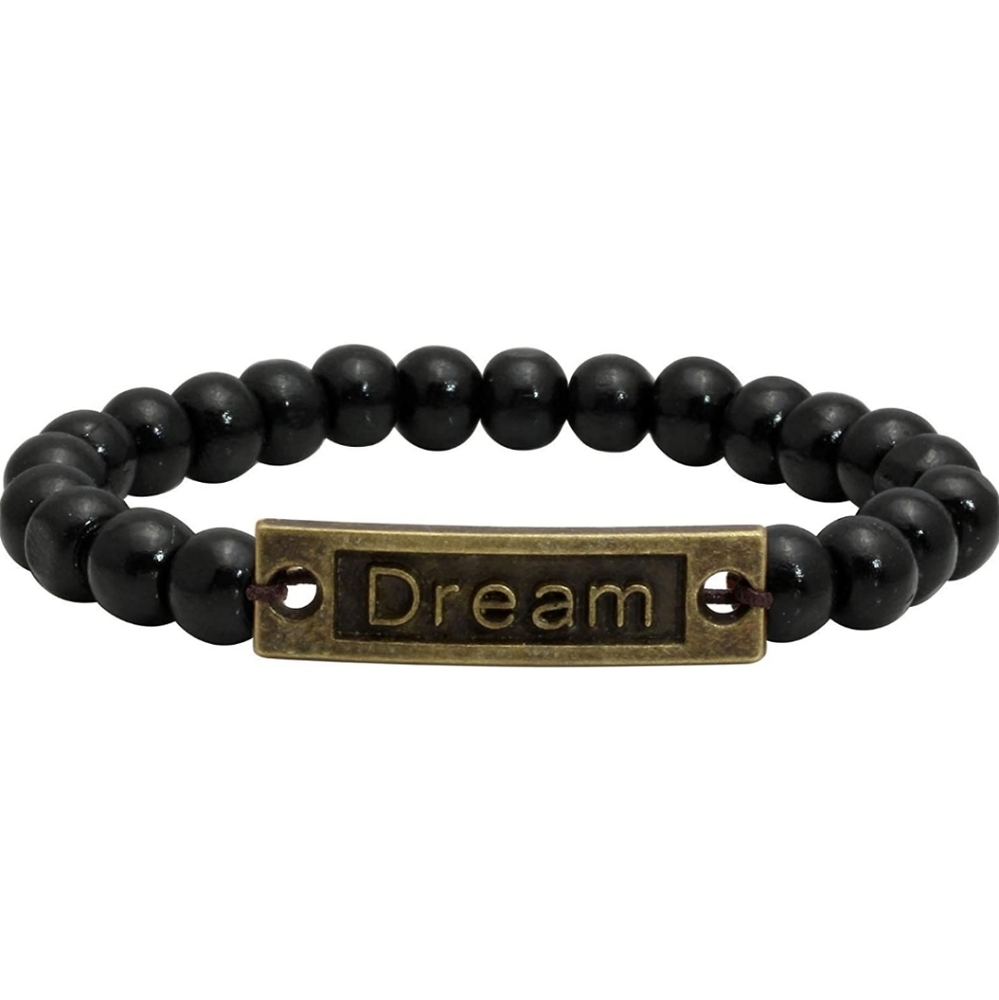 DREAM Mens Womens Wood Beads Bracelet, 8mm Tibetan Buddhist Prayer